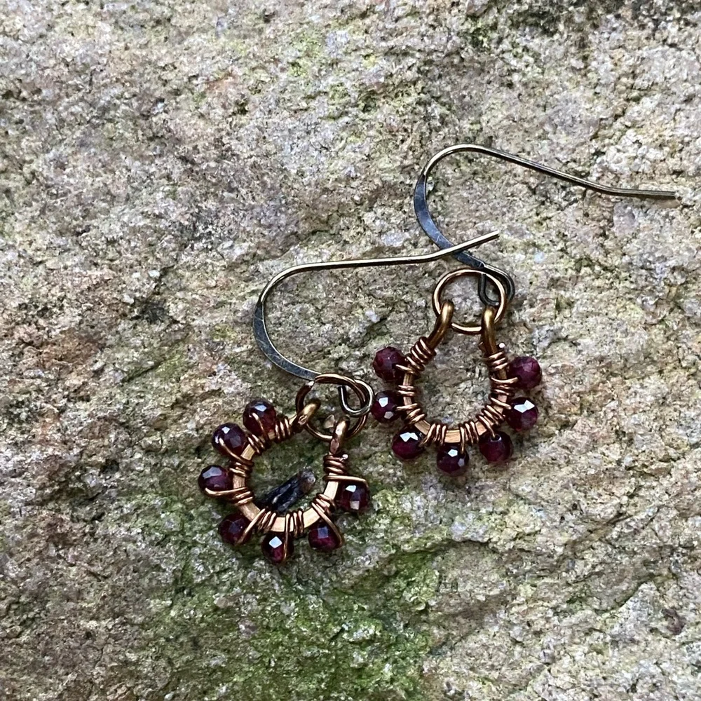 Handmade Bronze and Ruby Earrings - Picture 6 of 6